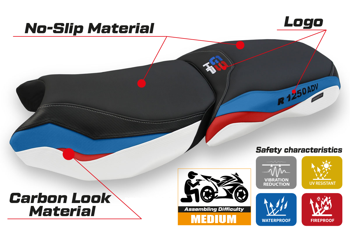 BMW R1250GS Adventure 2019-2024 Seat Cover Tappezzeria Italia in White HP SE