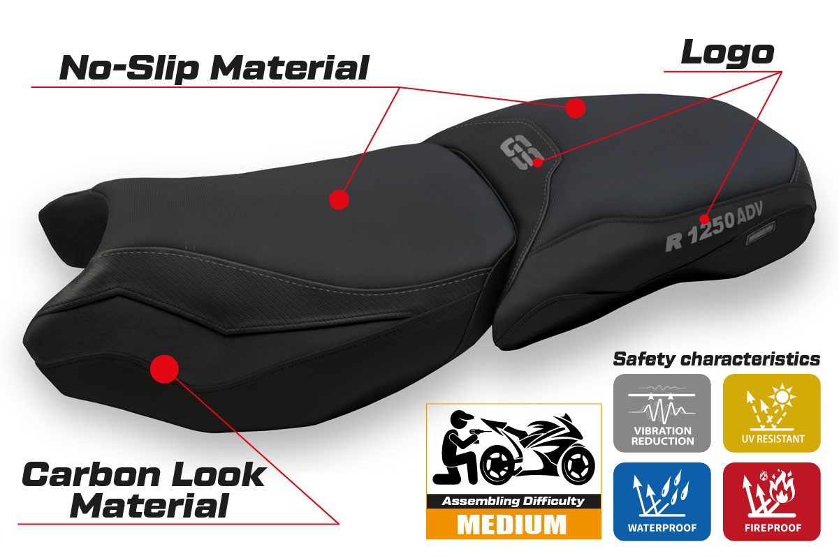 BMW R1250GS Adventure 2019-2024 Seat Cover Tappezzeria Italia in Black