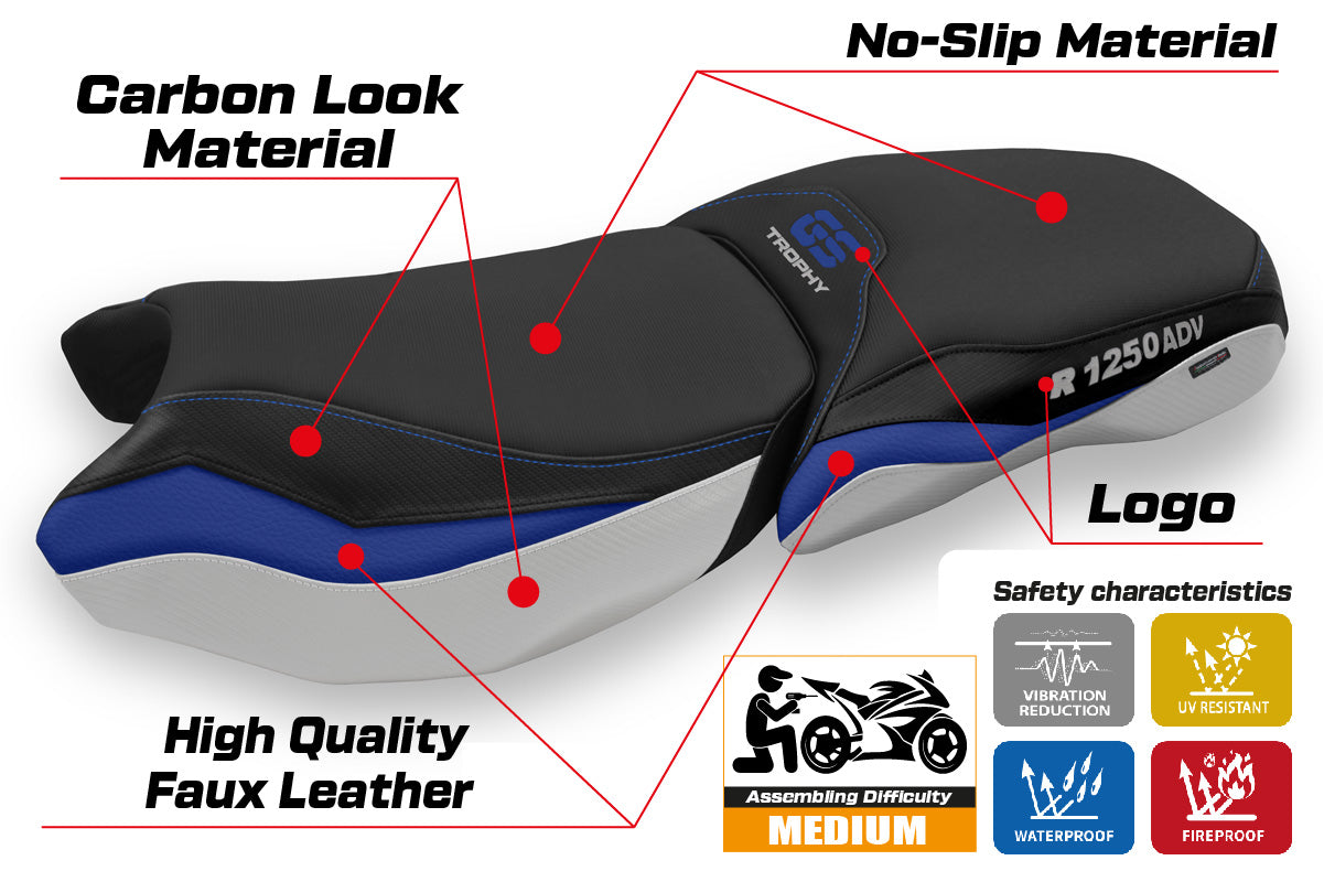 BMW R1250GS Adventure 2019-2024 Seat Cover Tappezzeria Italia in Blue Trophy SE
