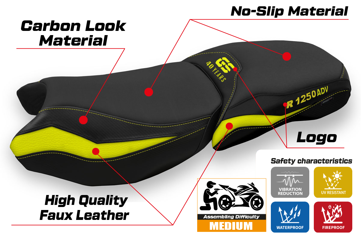 BMW R1250GS Adventure 2019-2024 Seat Cover Tappezzeria Italia in Yellow 40th SE
