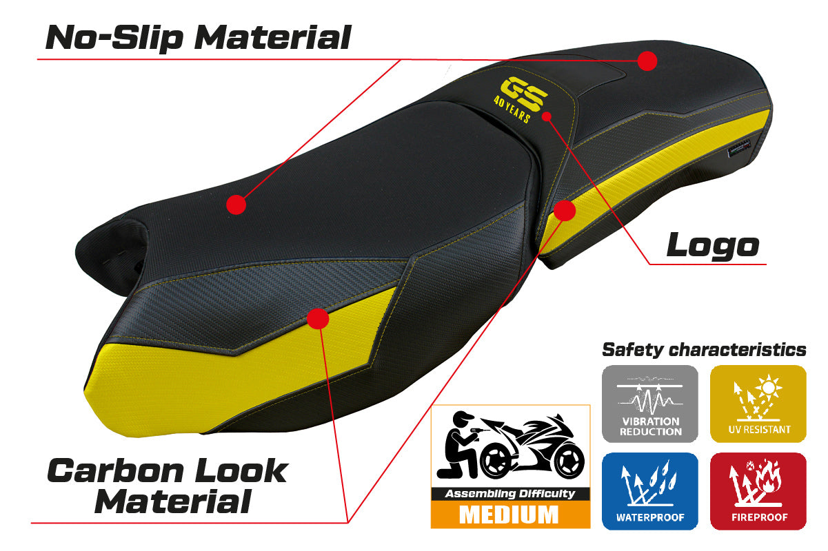 BMW R1250GS Adventure 2019-2024 Seat Cover Tappezzeria Italia in Yellow and Black