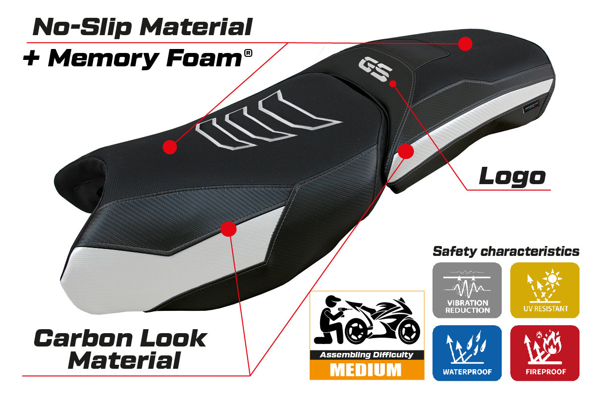 BMW R1250GS Adventure 2019-2024 Seat Cover Tappezzeria Italia Comfort in White and Black