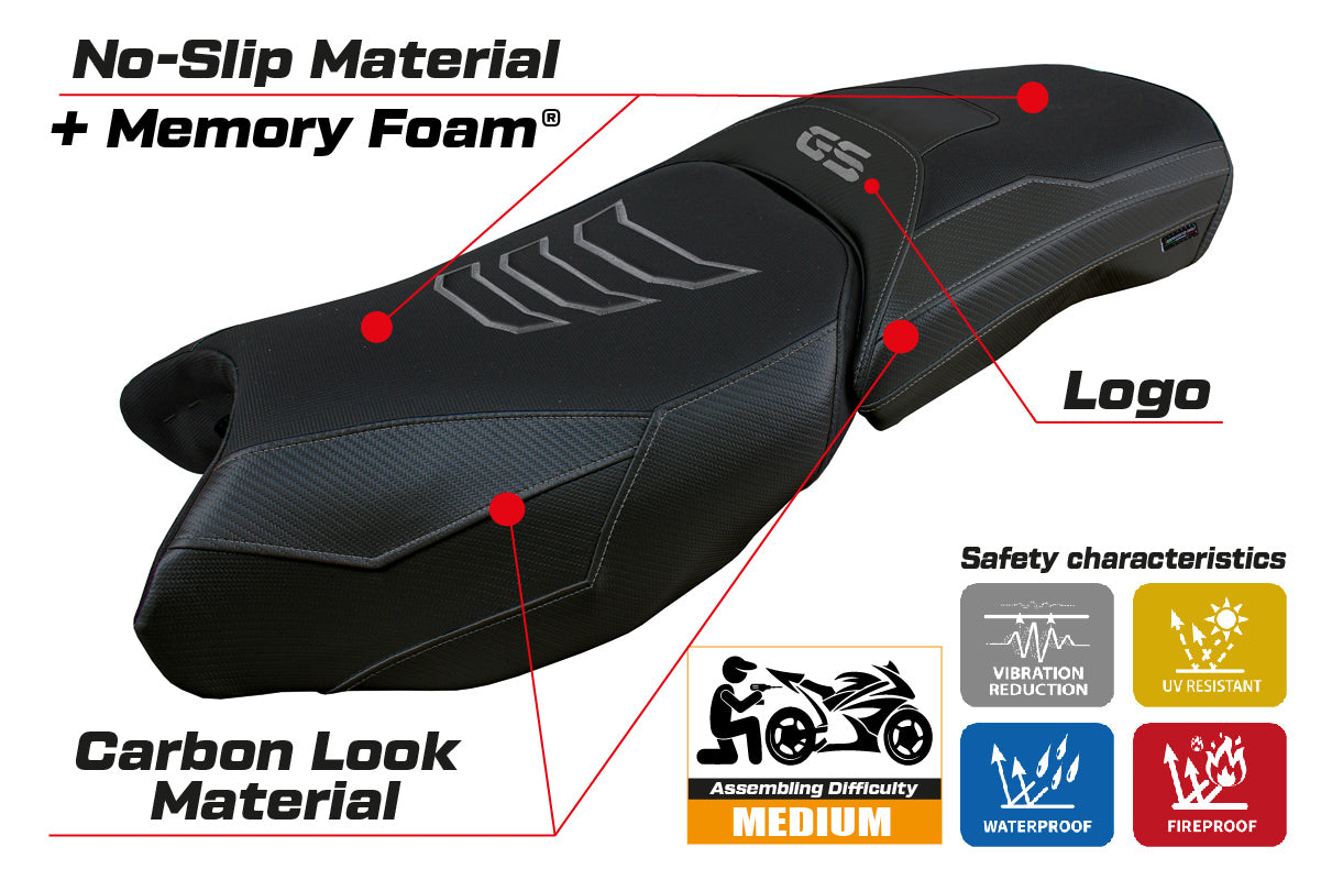 BMW R1250GS Adventure 2019-2024 Seat Cover Tappezzeria Italia Comfort in Black Carbon