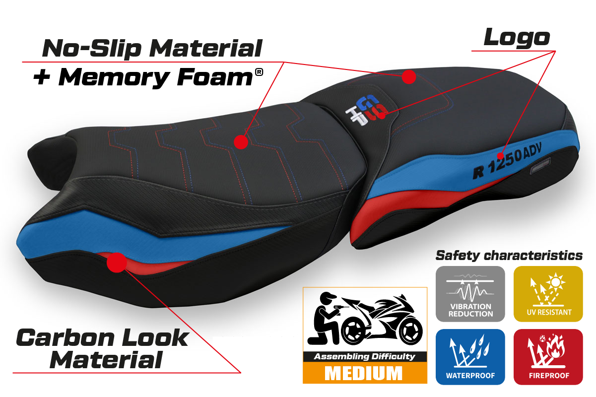 BMW R1250GS Adventure 2019-2024 Seat Cover Tappezzeria Italia Comfort in Black HP SE