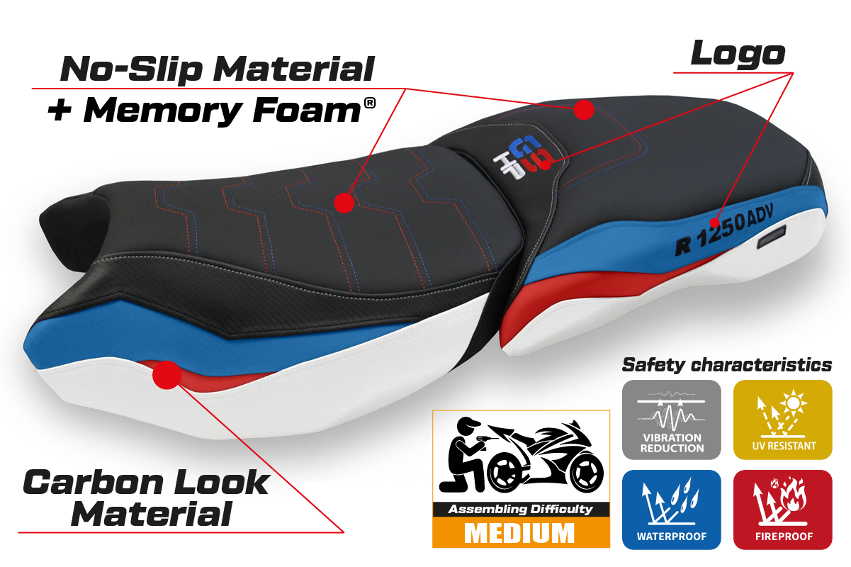 BMW R1250GS Adventure 2019-2024 Seat Cover Tappezzeria Italia Comfort in White HP SE