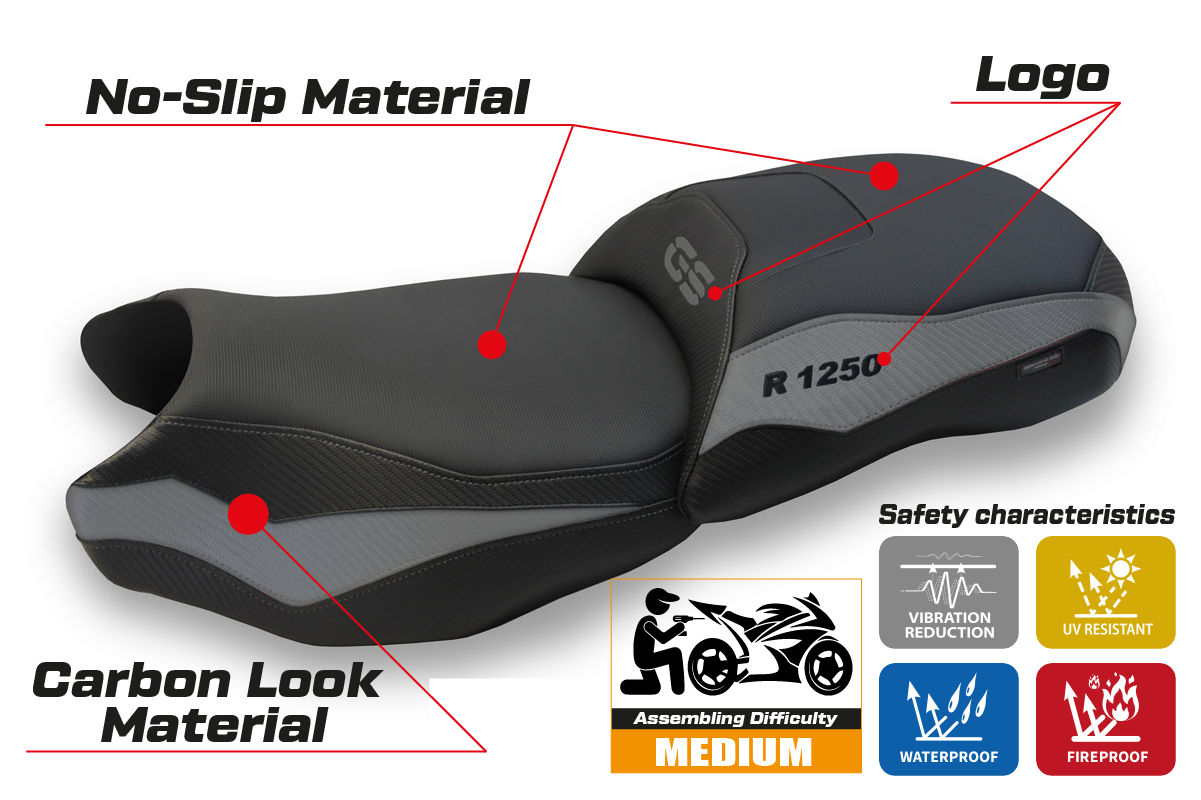 BMW R1250GS 2019-2023 Seat Cover Tappezzeria Italia in Grey and Black