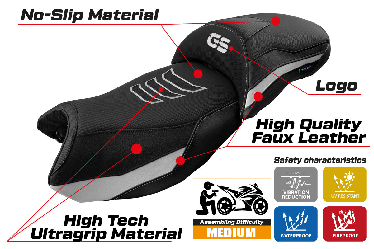 BMW R1250GS 2019-2023 Seat Cover Tappezzeria Italia in White and Black SE