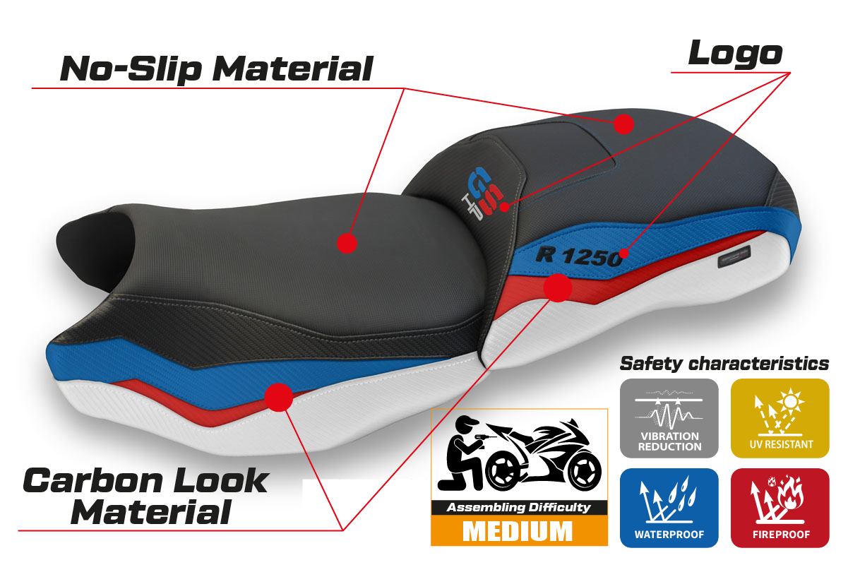 BMW R1250GS 2019-2023 Seat Cover Tappezzeria Italia in White HP