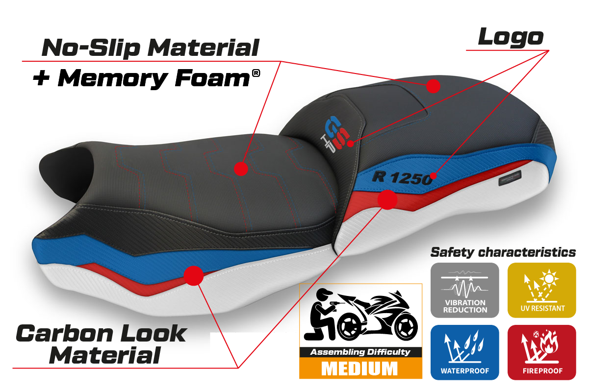 BMW R1250GS 2019-2023 Seat Cover Tappezzeria Italia Comfort in White HP