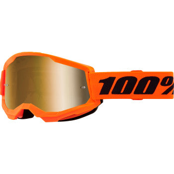 100% Strata 2 Goggles - Neon Orange - True Gold Mirror 50028-00015
