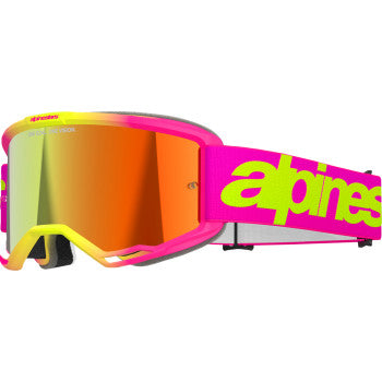 ALPINESTARS Goggles Vision 5 Goggles - Wordmark - Pink/Yellow Fluo - Red Mirror  5102425-3085