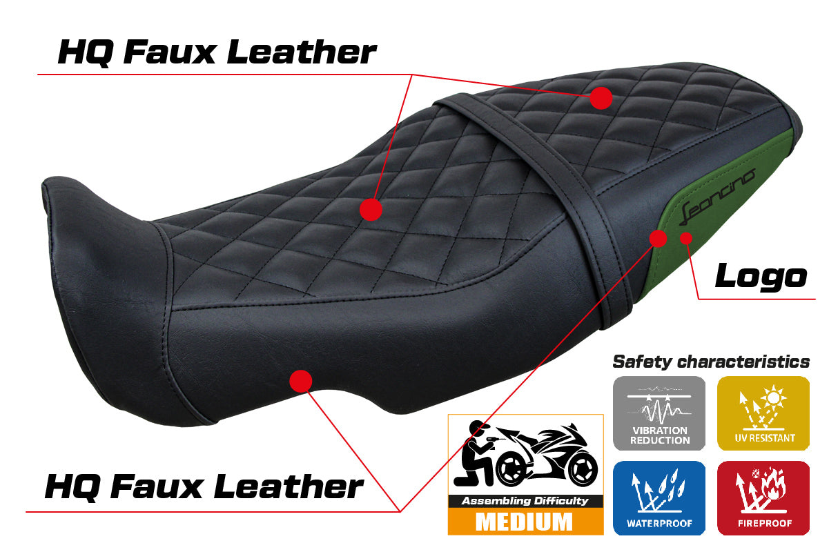 Benelli Leoncino 800 2022-2025 Seat Cover Tappezzeria Italia in Army Green and Black