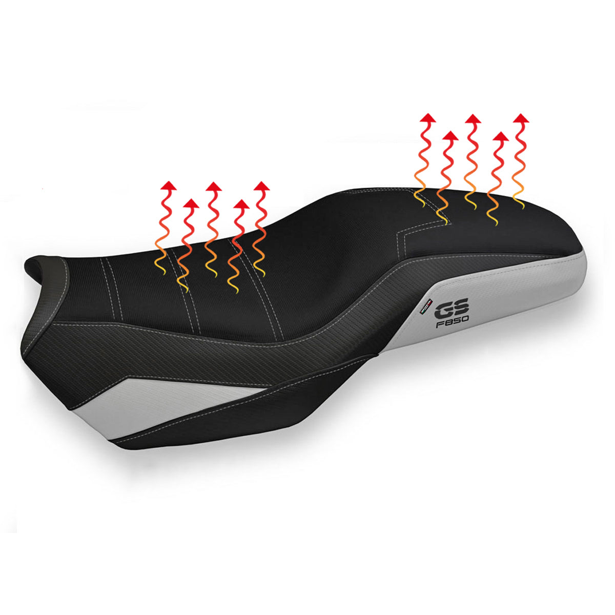 BMW F750GS F800GS F850GS 2019-2024 Comfort Heated Seat Cover Tappezzeria Italia in Silver and Black