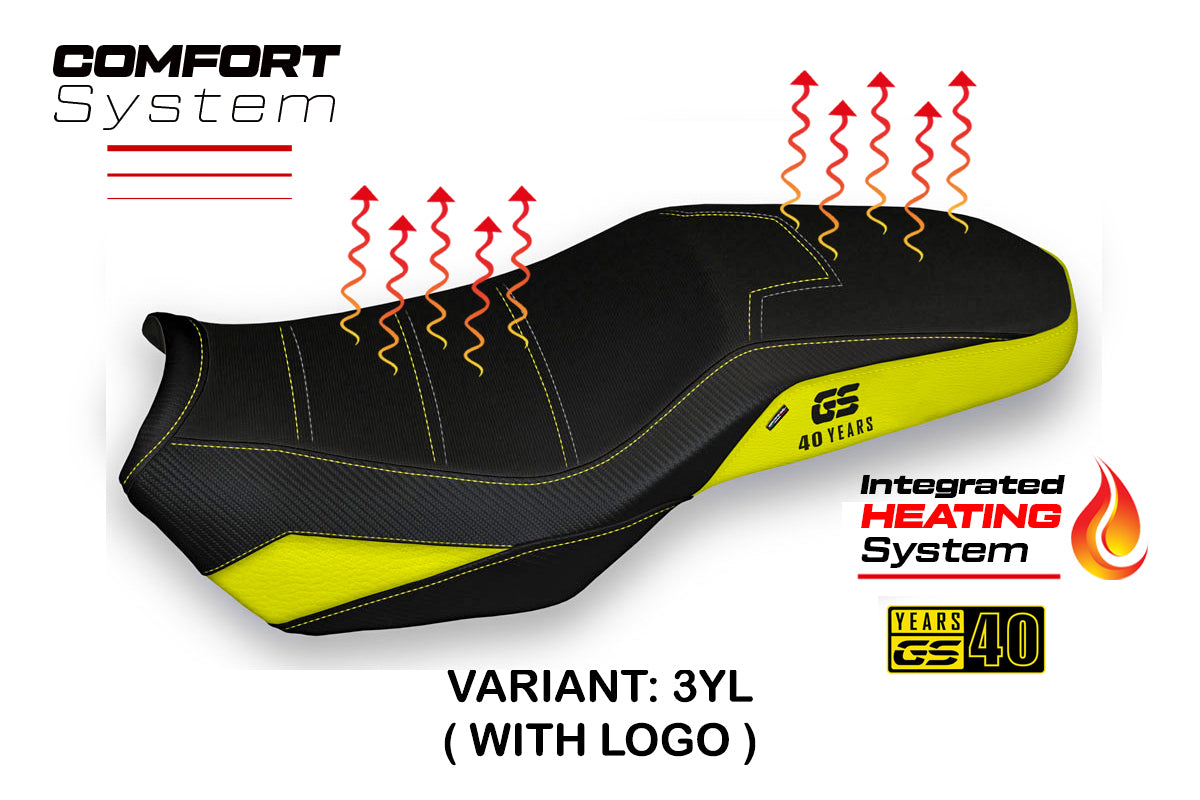 BMW F850GS 2019-2024 Comfort Heated Seat Cover Tappezzeria Italia in Yellow and Black