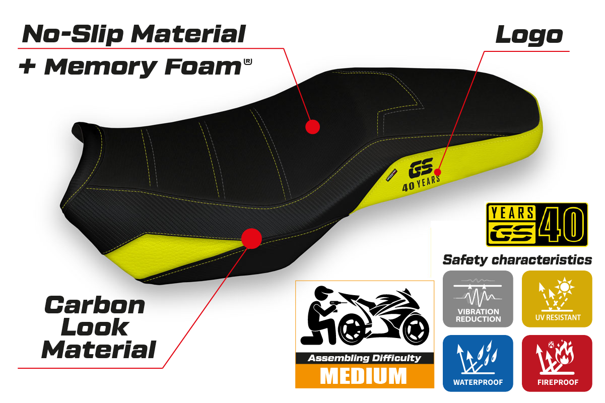 BMW F850GS Adventure 2019-2024 Seat Cover Tappezzeria Italia Comfort in Yellow