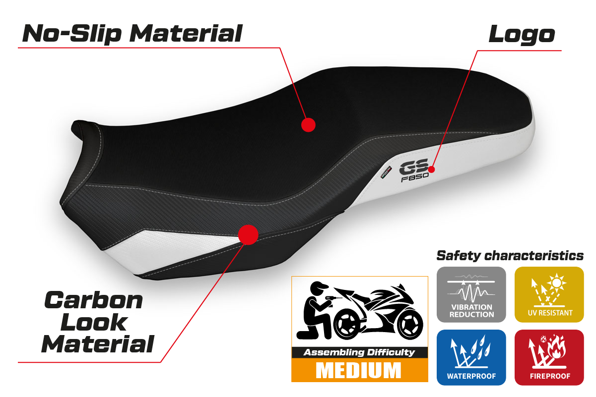 BMW F850GS 2018-2025 Seat Cover Tappezzeria Italia in White and Black