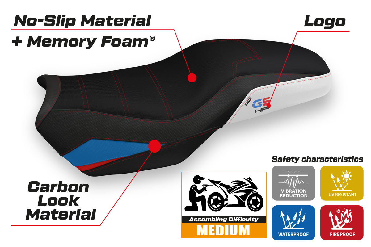 BMW F750GS F850GS 2018-2025 Seat Cover Tappezzeria Italia Comfort in White HP