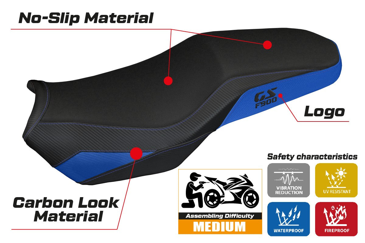 BMW F900GS Adventure 2025 Seat Cover Tappezzeria Blue Black