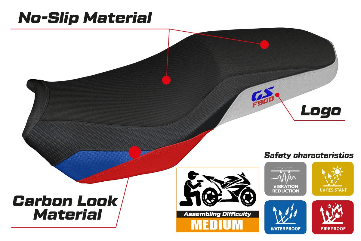 BMW F900GS Adventure 2025 Seat Cover Tappezzeria Red Blue Silver Black