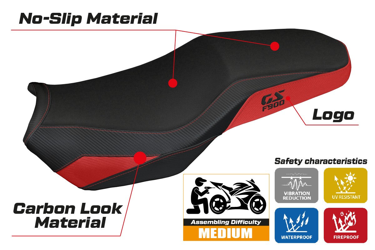 BMW F900GS Adventure 2025 Seat Cover Tappezzeria Red Black