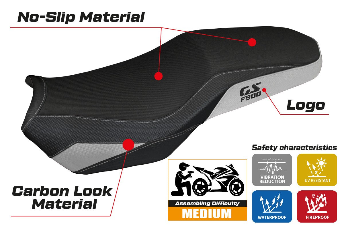 BMW F900GS Adventure 2025 Seat Cover Tappezzeria Silver Black