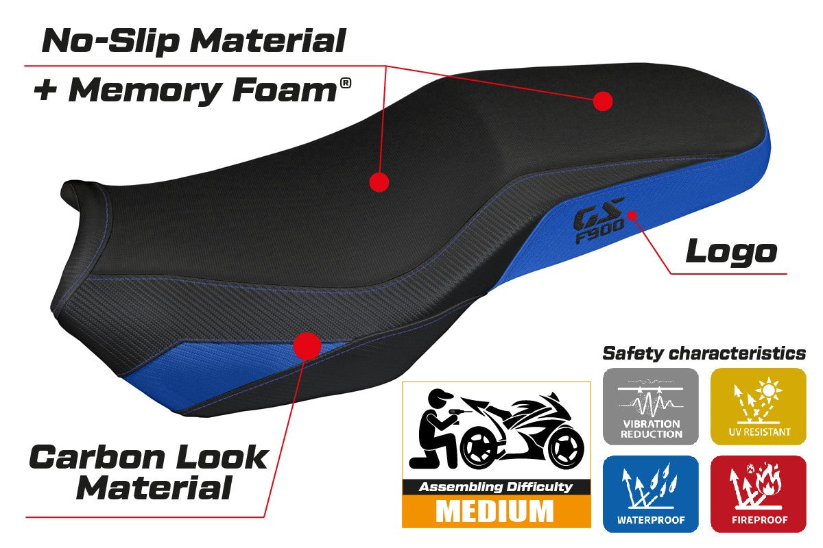 BMW F900GS Adventure 2025 Seat Cover Tappezzeria Comfort Blue Black