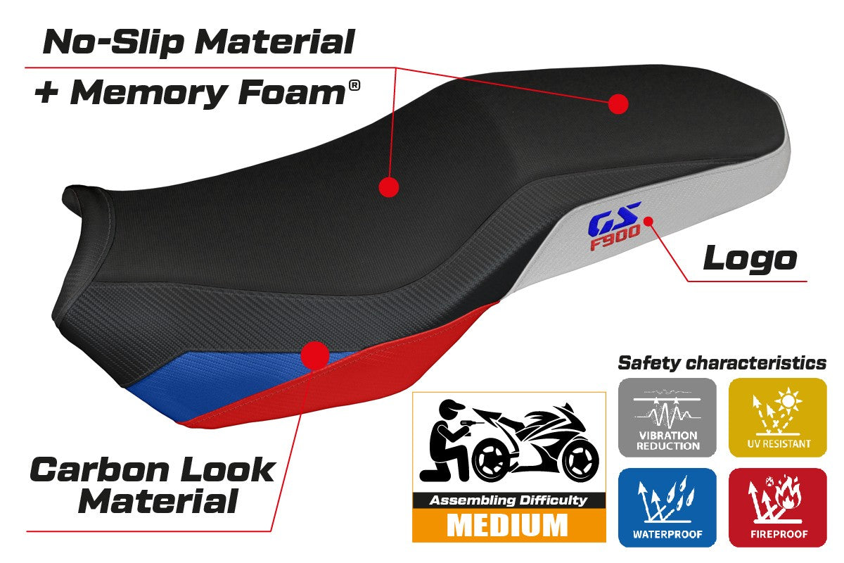 BMW F900GS Adventure 2025 Seat Cover Tappezzeria Comfort Red Blue Silver Black