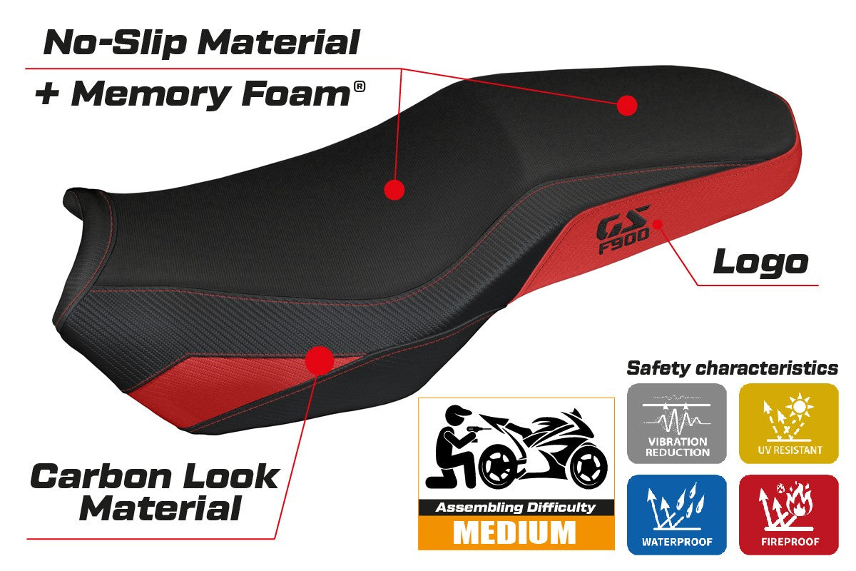 BMW F900GS Adventure 2025 Seat Cover Tappezzeria Comfort Red Black