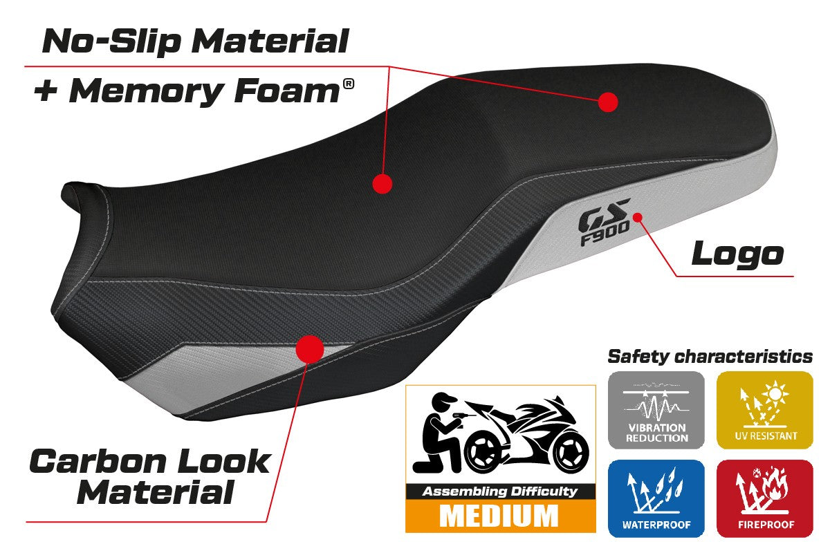 BMW F900GS Adventure 2025 Seat Cover Tappezzeria Comfort Silver Black