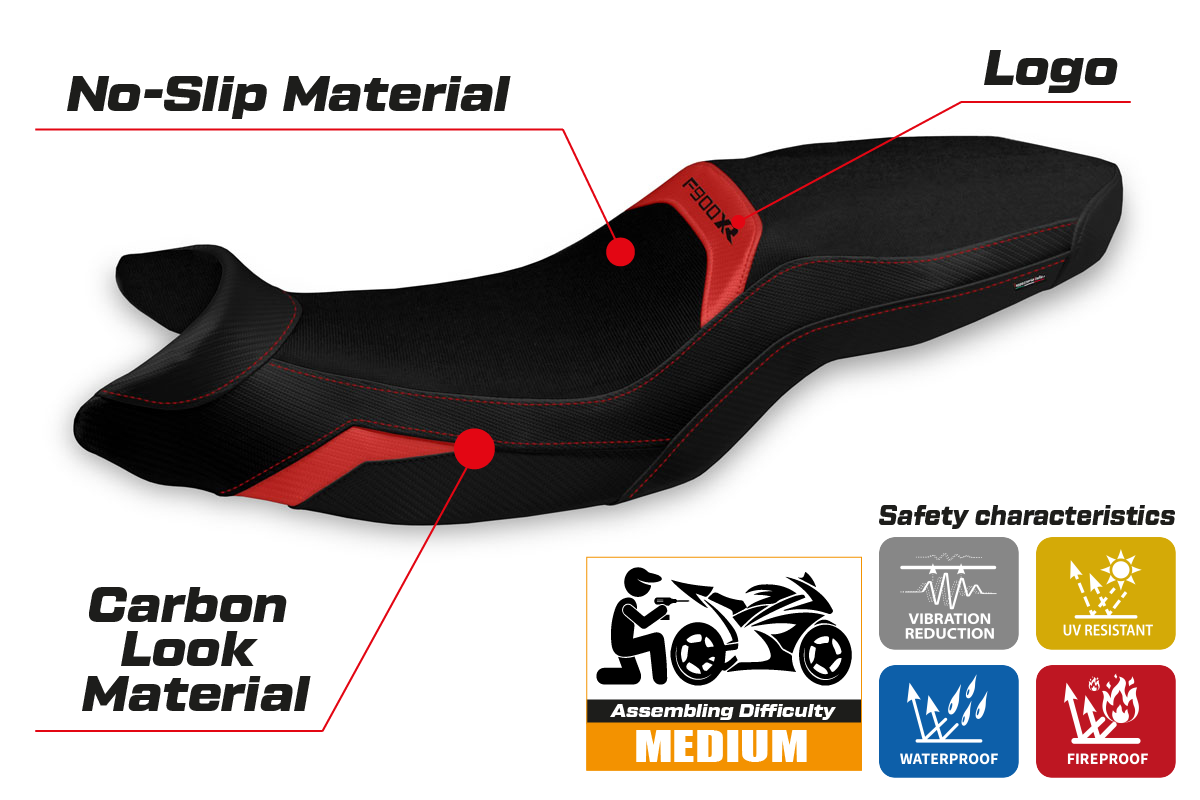 BMW F900XR 2019-2025 Seat Cover Tappezzeria Italia in Red and Black