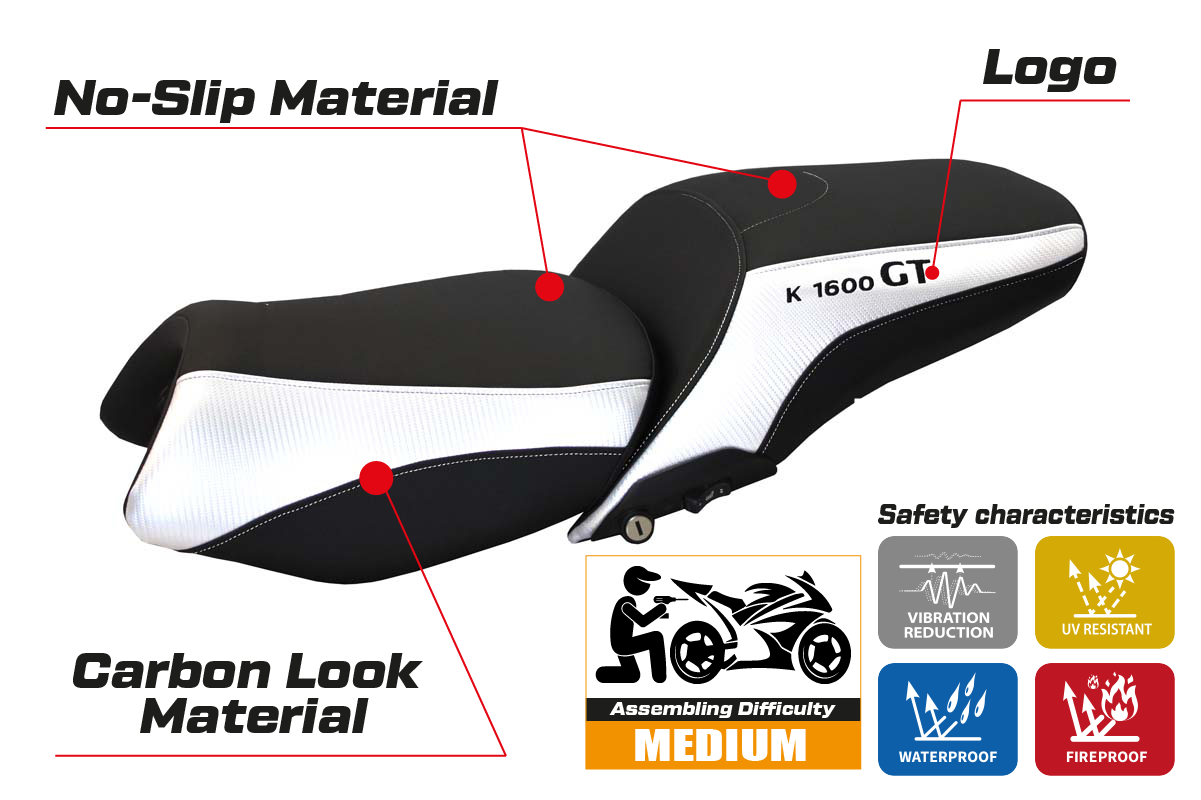 BMW K1600GT 2010-2025 Seat Cover Tappezzeria Italia in White