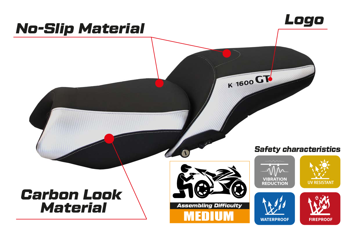 BMW K1600GT 2010-2025 Seat Cover Tappezzeria Italia in Silver