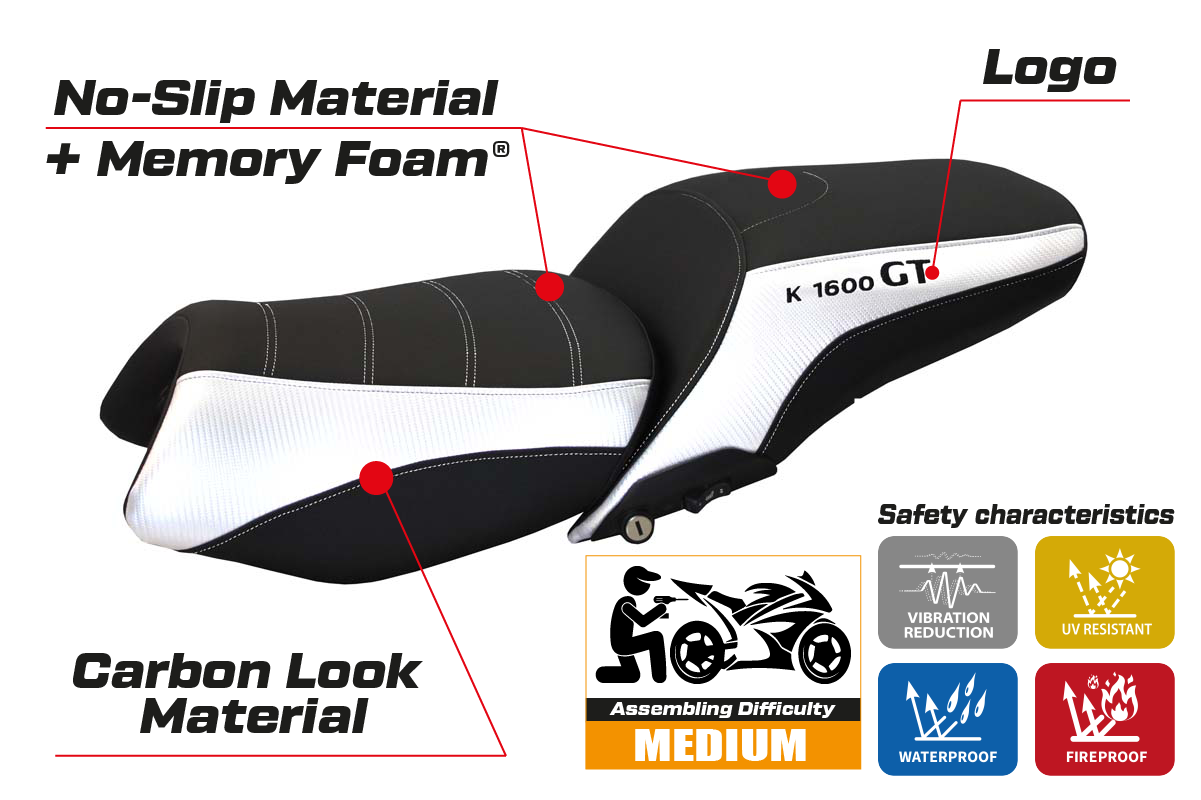 BMW K1600GT 2010-2025 Seat Cover Tappezzeria Italia Comfort in White