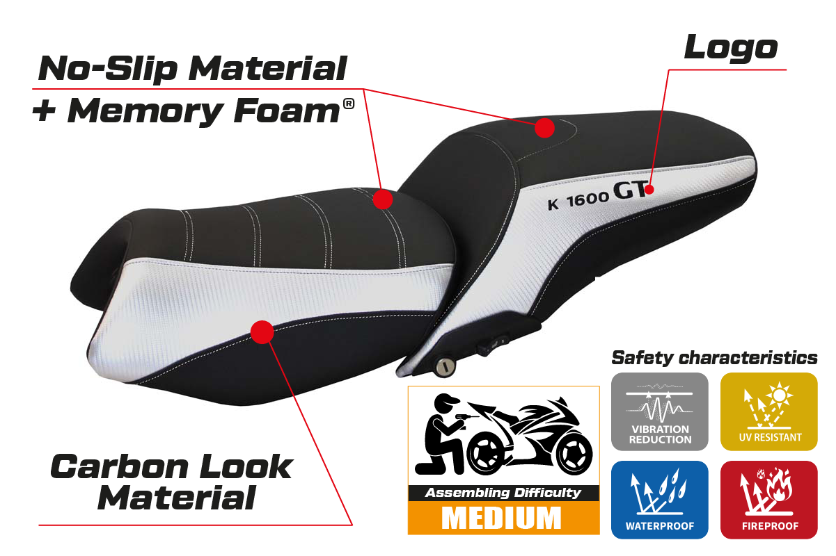 BMW K1600GT 2010-2025 Seat Cover Tappezzeria Italia Comfort in Silver