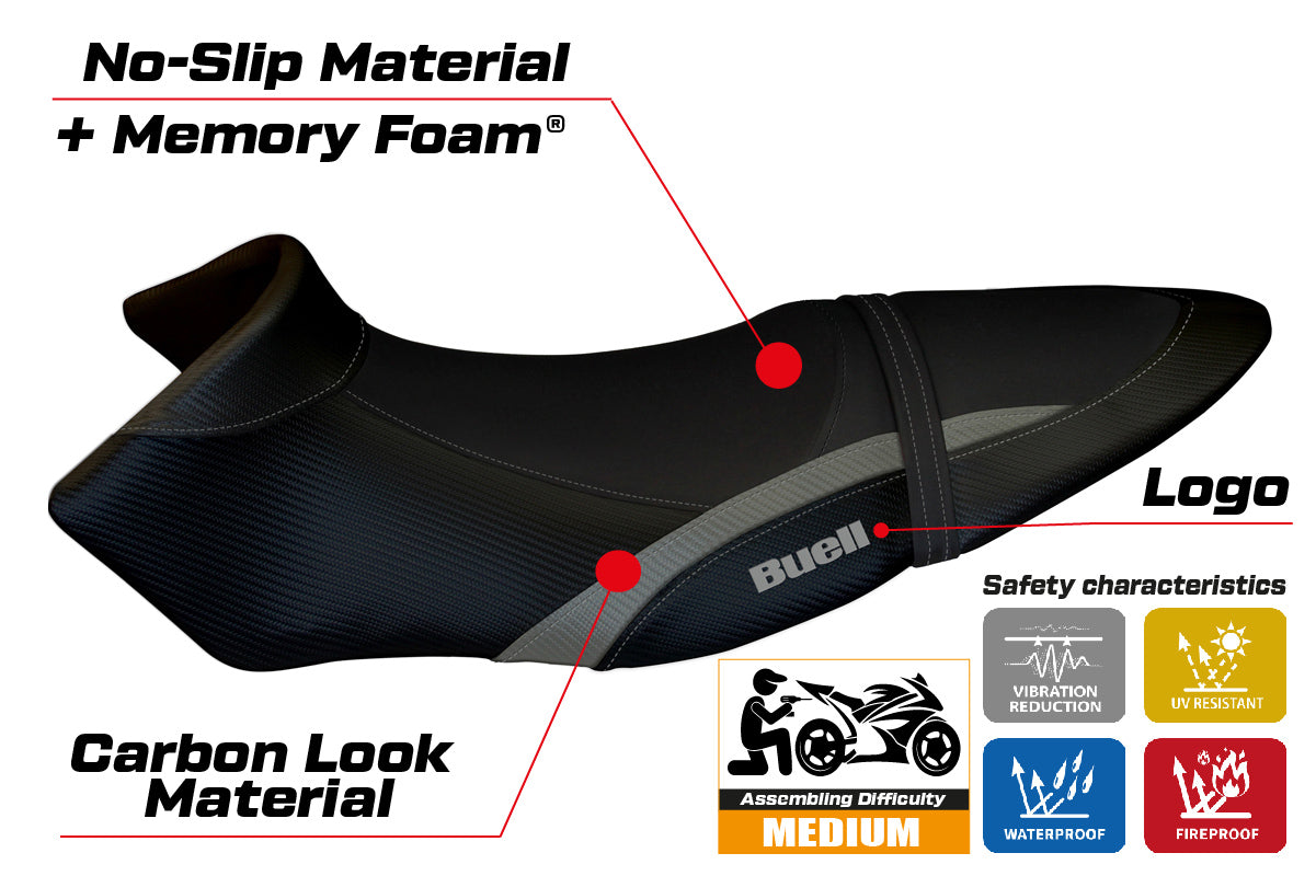 Buell XB12S XB12SX 2019-2021 Seat Cover Tappezzeria Italia in Silver and Black