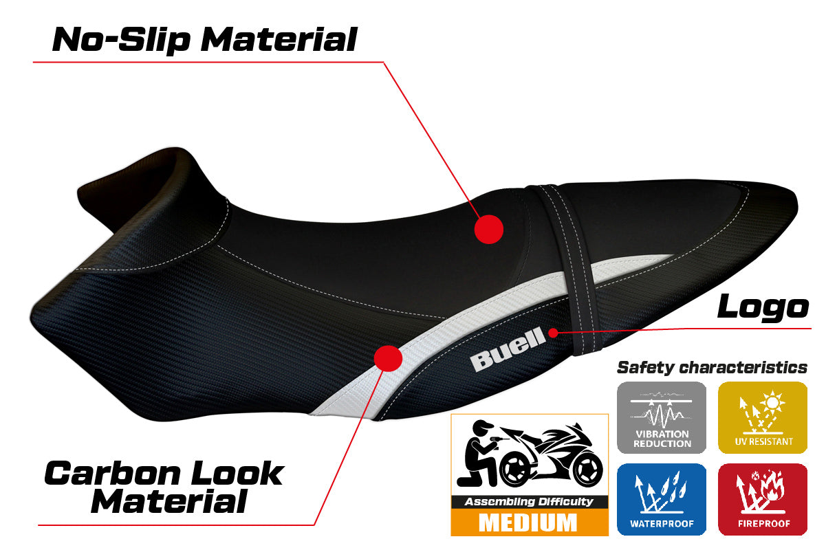 Buell XB12S XB12SX 2019-2021 Seat Cover Tappezzeria Italia in White and Black