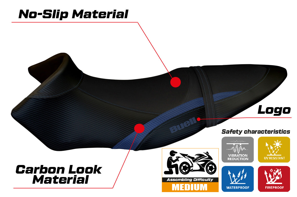 Buell XB12S XB12SX 2019-2021 Seat Cover Tappezzeria Italia in Blue and Black