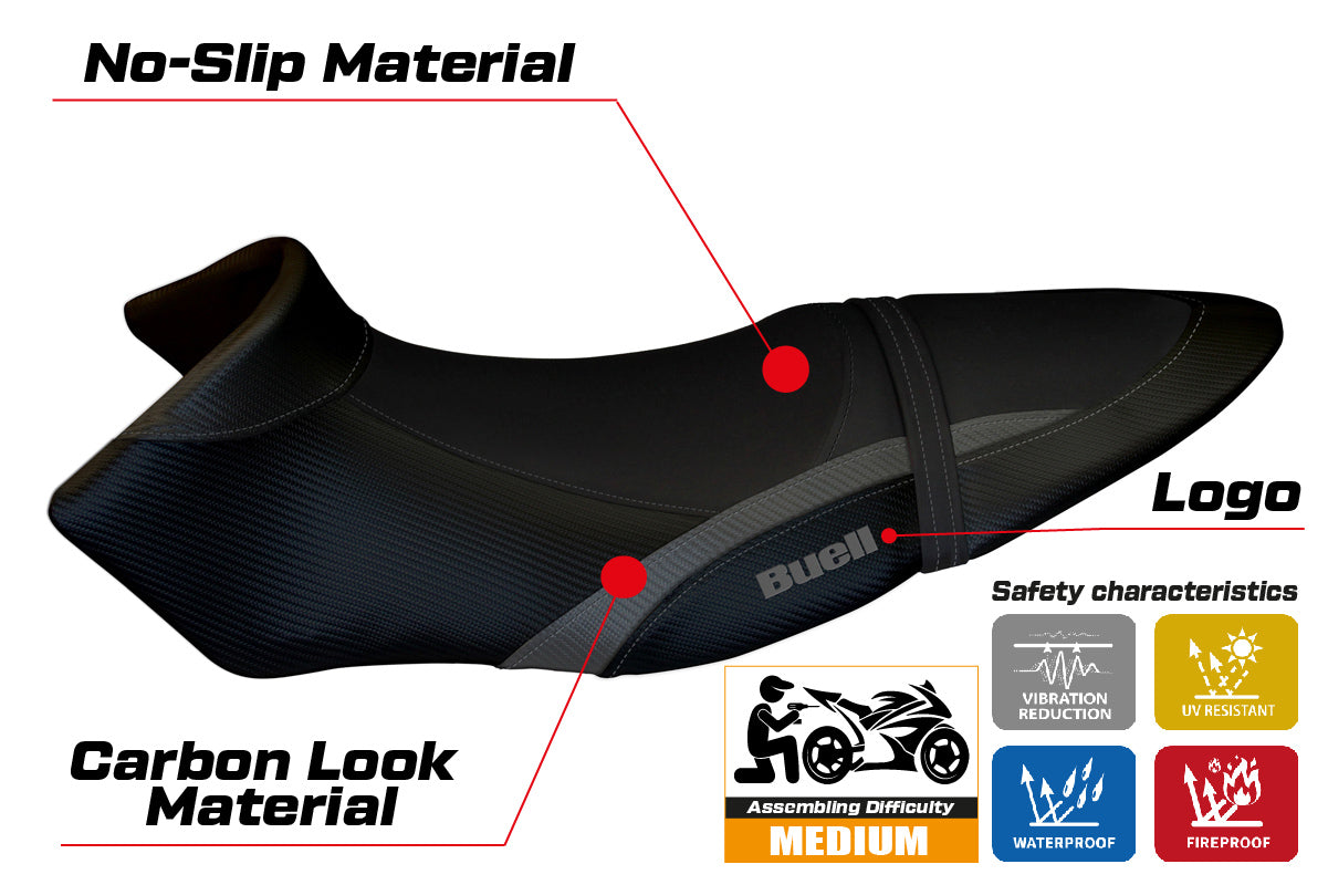 Buell XB12S XB12SX 2019-2021 Seat Cover Tappezzeria Italia in Grey and Black