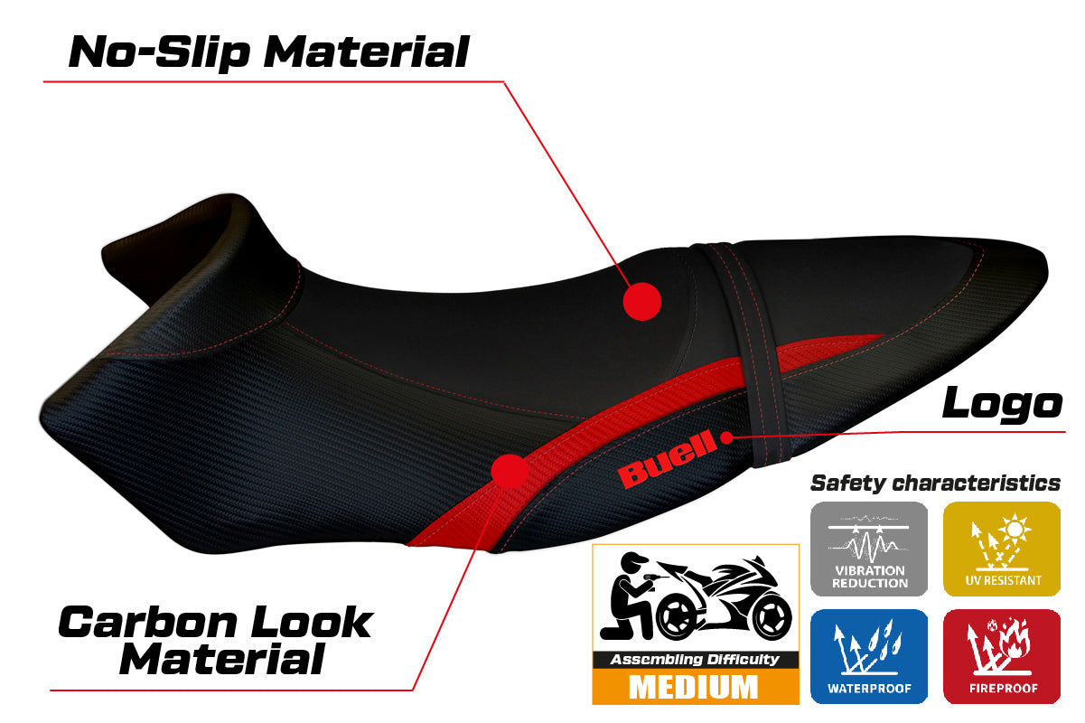 Buell XB12S XB12SX 2019-2021 Seat Cover Tappezzeria Italia in Red and Black