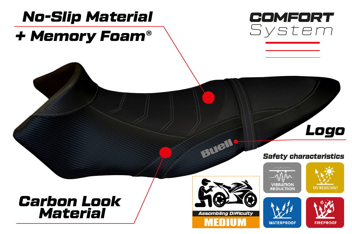 Buell XB12S XB12SX 2019-2021 Seat Cover Tappezzeria Italia Comfort in Black