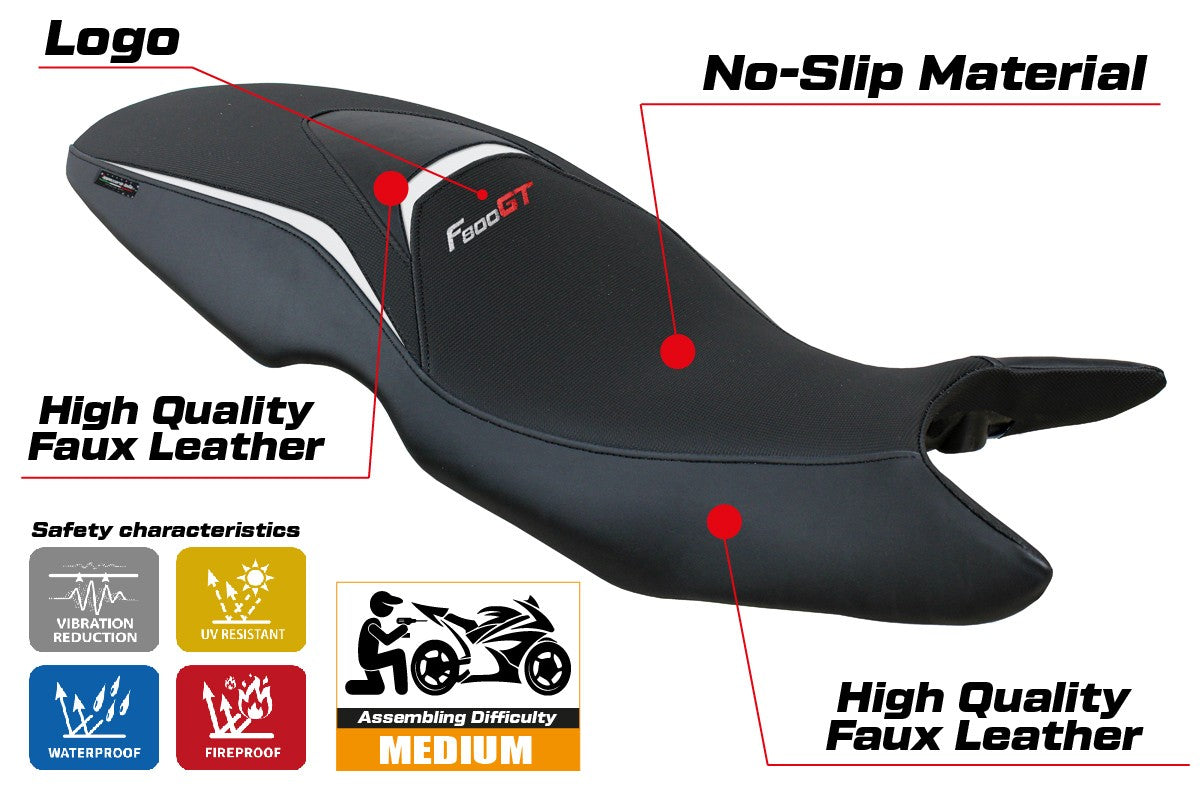 BMW F800GT 2012 2013 2014 2015 2016 Seat Cover Tappezzeria White Black