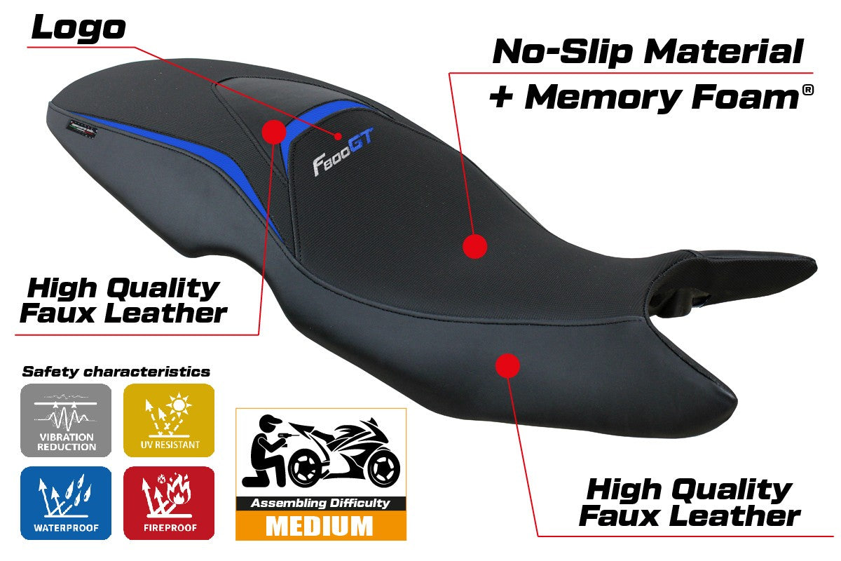 BMW F800GT 2012 2013 2014 2015 2016 Seat Cover Tappezzeria Comfort Blue Black