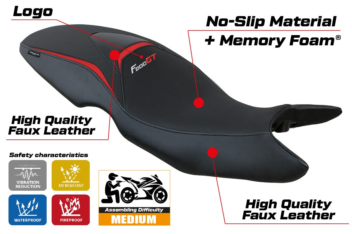 BMW F800GT 2012 2013 2014 2015 2016 Seat Cover Tappezzeria Comfort Red Black