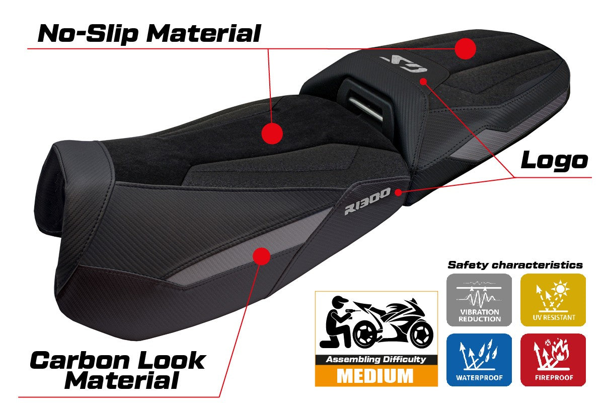 BMW R1300GS Adventure 2024-2025 Seat Cover Tappezzeria Ultragrip Grey black