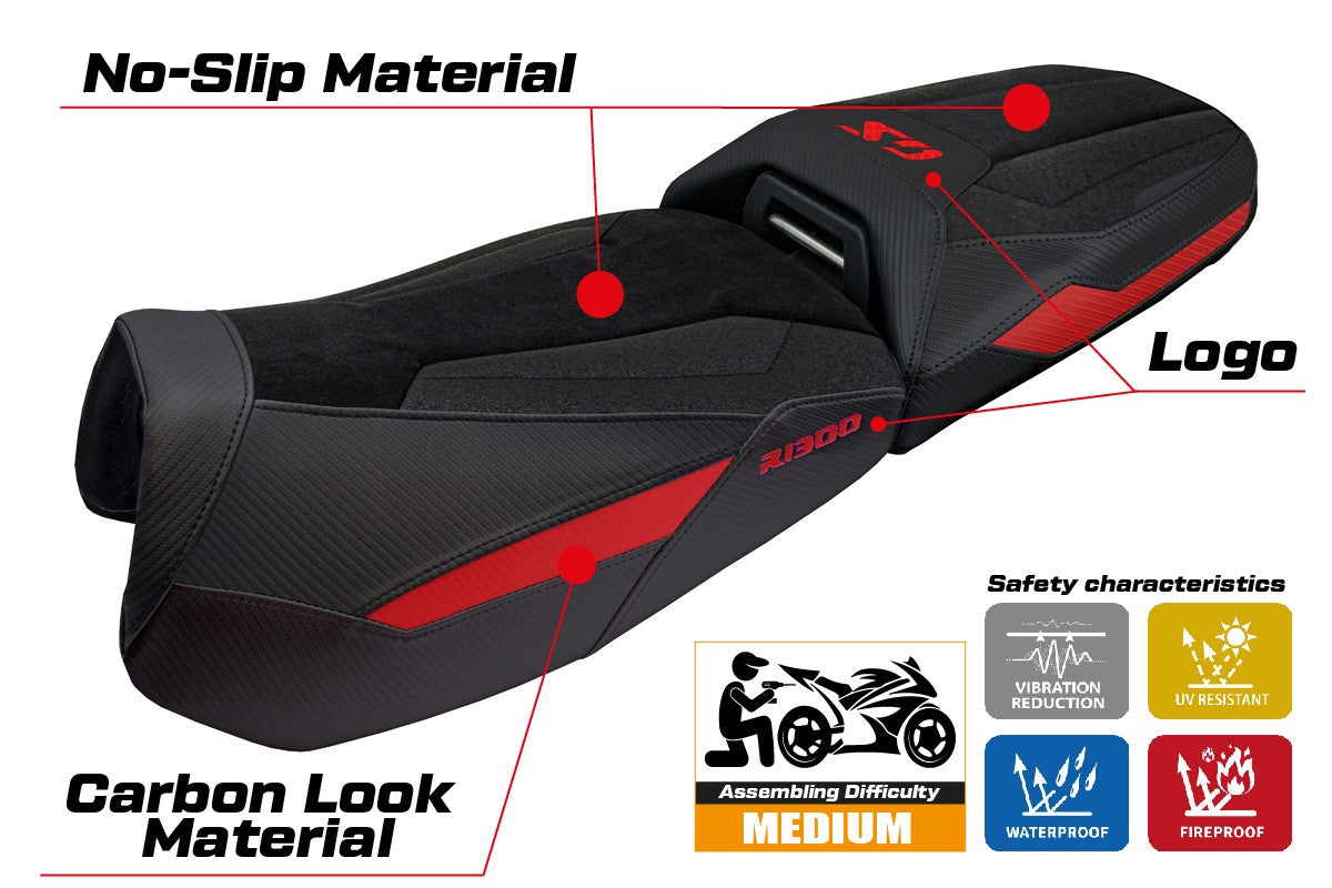 BMW R1300GS Adventure 2024-2025 Seat Cover Tappezzeria Ultragrip Red black