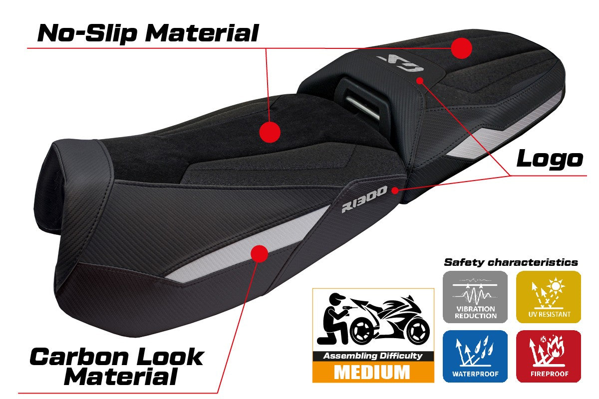 BMW R1300GS Adventure 2024-2025 Seat Cover Tappezzeria Ultragrip Silver black