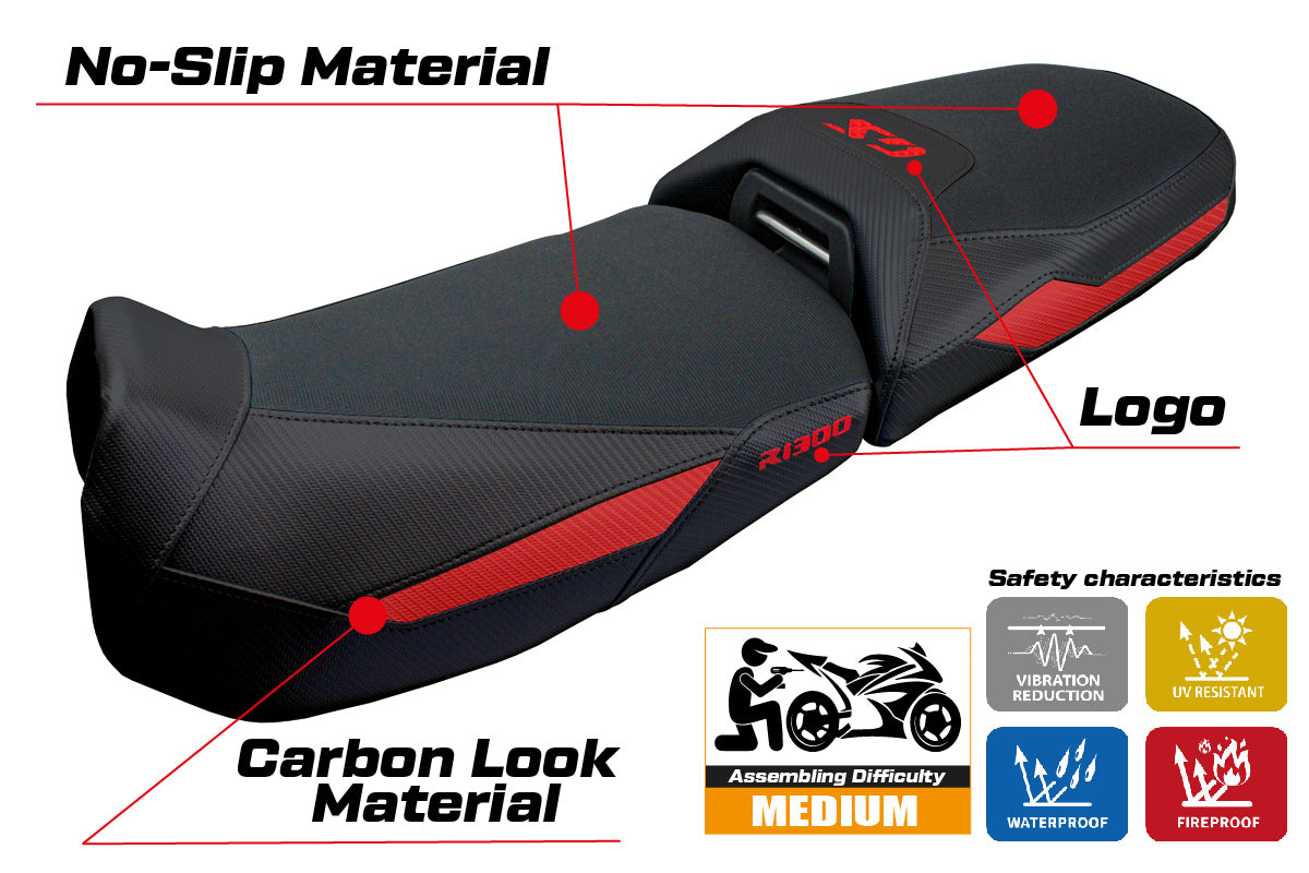 BMW R1300GS Adventure 2024 2025 Seat Cover Tappezzeria Black Red