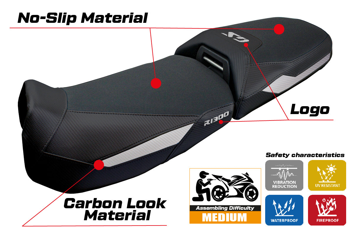 BMW R1300GS Adventure 2024 2025 Seat Cover Tappezzeria Black Silver