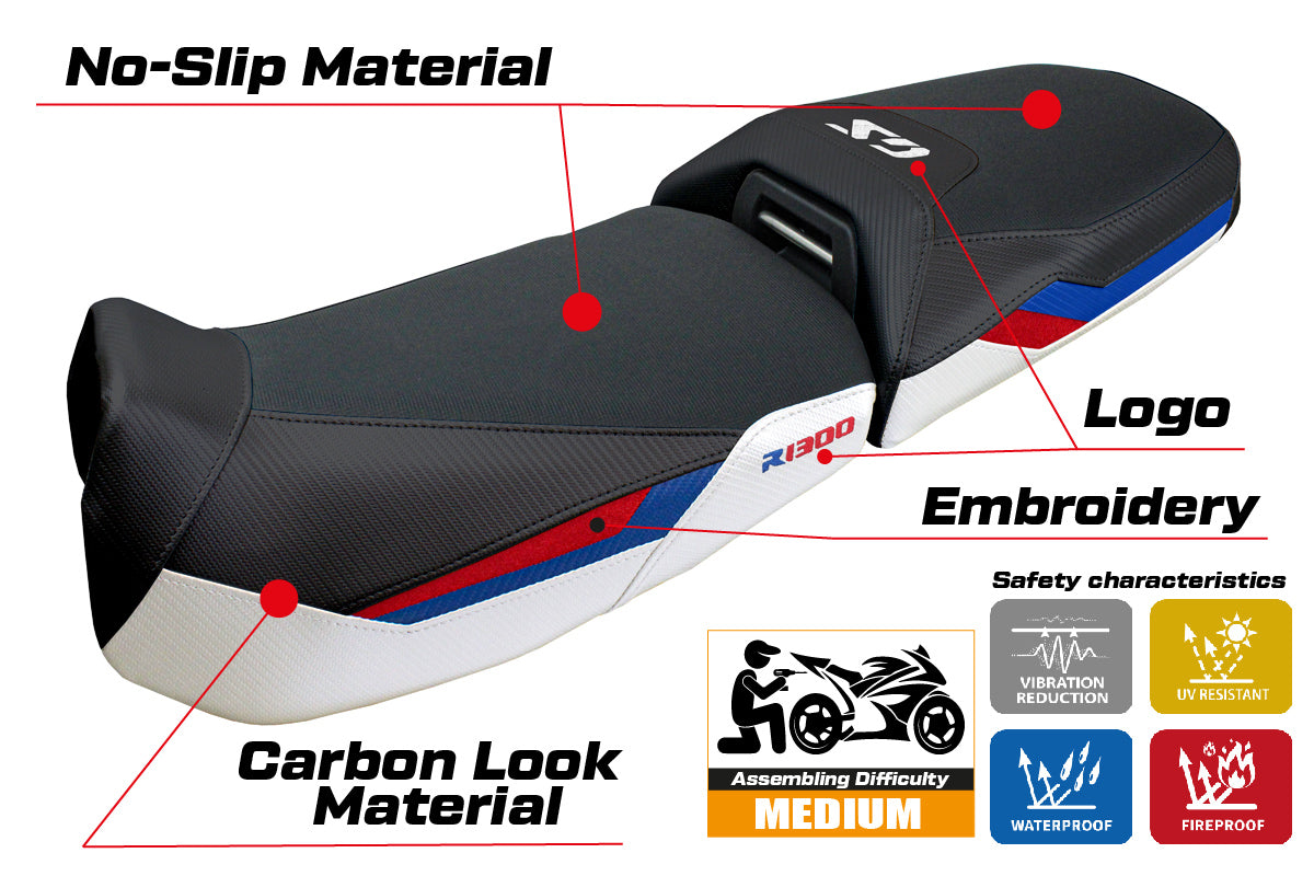 BMW R1300GS Adventure 2024 2025 Seat Cover Tappezzeria White Red Blue