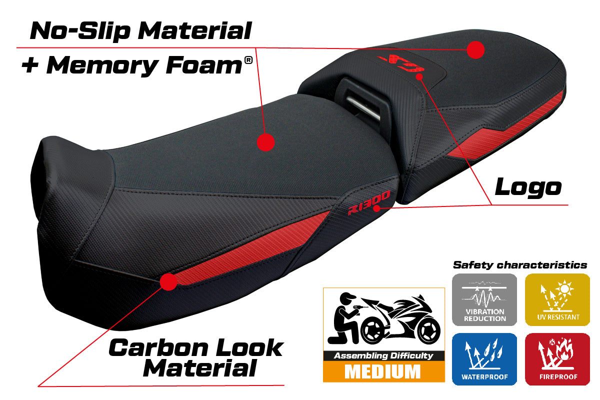 BMW R1300GS Adventure 2024 2025 Seat Cover Tappezzeria Comfort Black Red